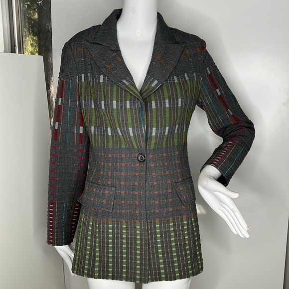 Kevan Hall Sz 10 Fitted Gray Wool With Some Stetch Blazer Jacket Made in USA - Picture 1 of 12